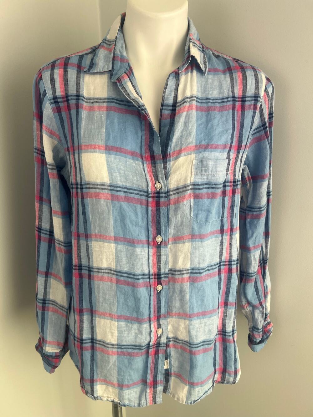 Grayson Frank & Eileen The Hero 100% Linen Plaid Shirt Large